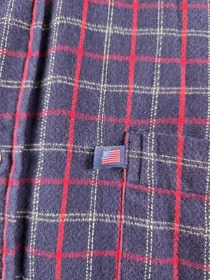 Ralph Lauren Jeans Co. Men' s Large Blue Red Plaid Long Sleeve Shirt - Thumbnail 2