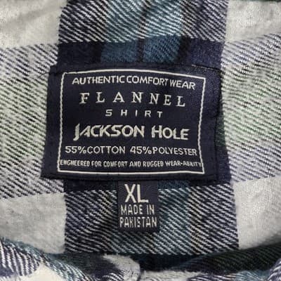 Jackson Hole Men's XL Green & Blue Plaid Flannel Long Sleeve Button Down - Thumbnail 2