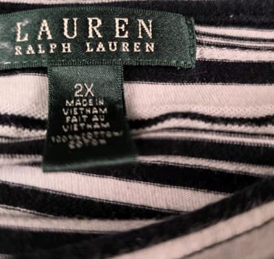 Lauren Ralph Lauren Women's 2X 3/4 sleeve Striped Top - Thumbnail 3