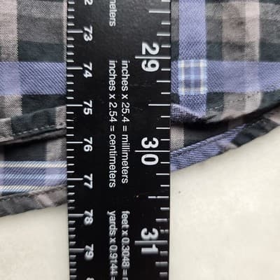 Thomas Dean Large Navy Blue & Gray Plaid Long Sleeve Button Up Shirt - Thumbnail 8