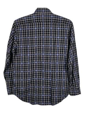 Thomas Dean Large Navy Blue & Gray Plaid Long Sleeve Button Up Shirt - Thumbnail 7