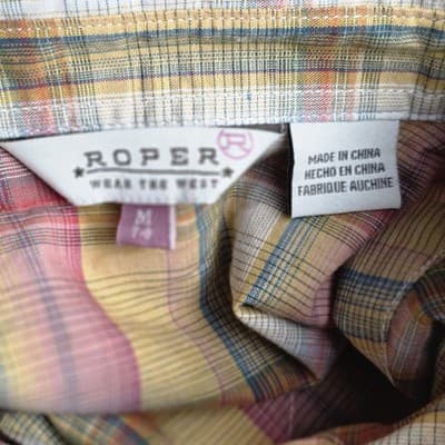 Roper Wom (7-9) Yellow Red Plaid Snap Long Sleeve Button Up Shirt - Thumbnail 3