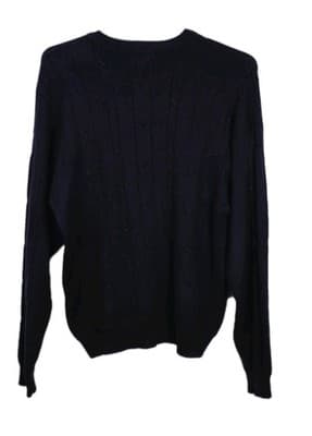 Vintage 90s Nautica Mens Large Navy Blue Cable Knit Crewneck Sweater - Thumbnail 4