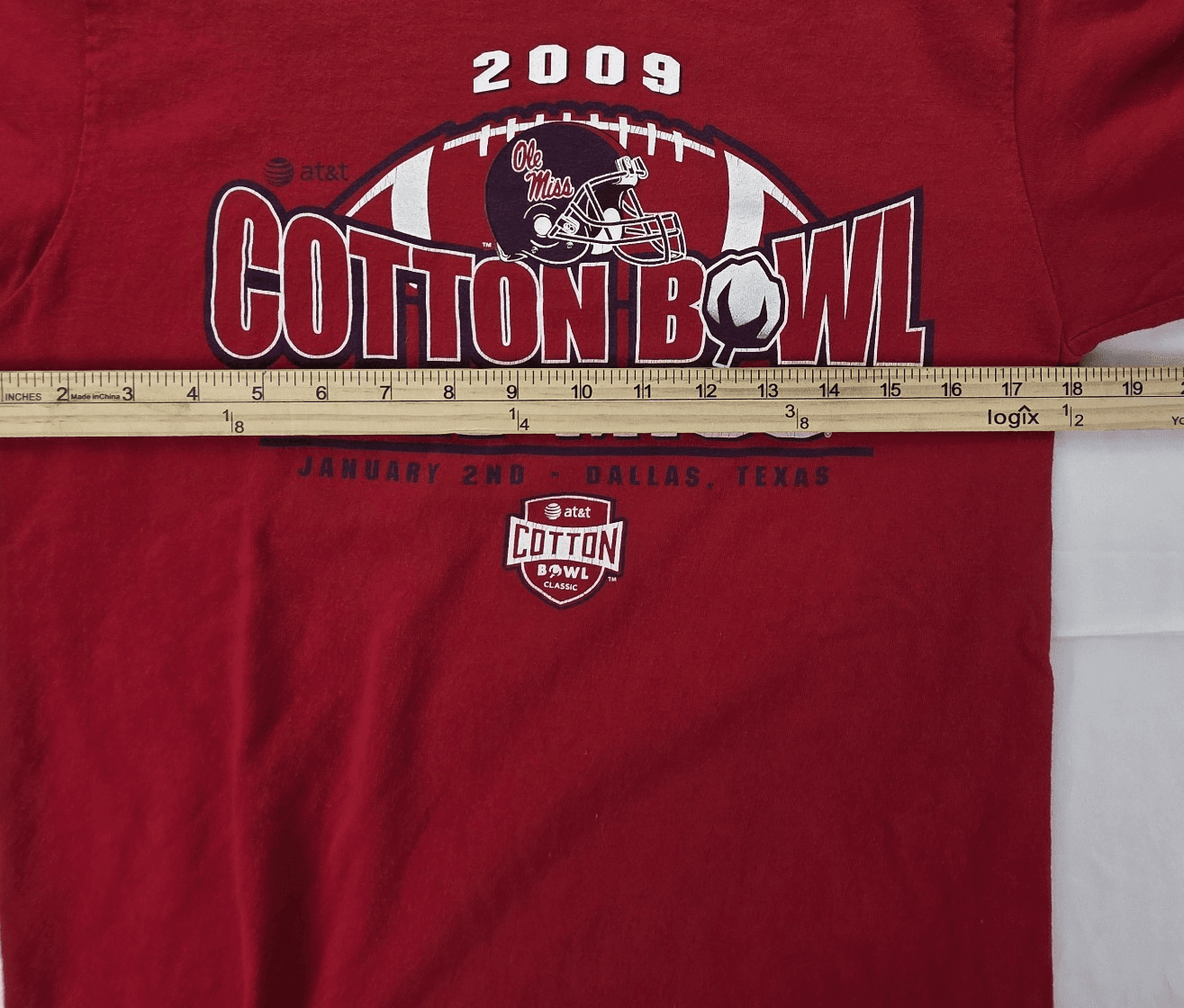 2009 Cotton Bowl Ole Miss Men's Small Red Short Sleeve T-Shirt - Thumbnail 6
