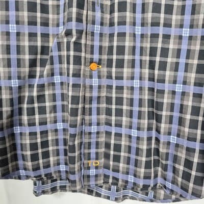 Thomas Dean Large Navy Blue & Gray Plaid Long Sleeve Button Up Shirt - Thumbnail 4