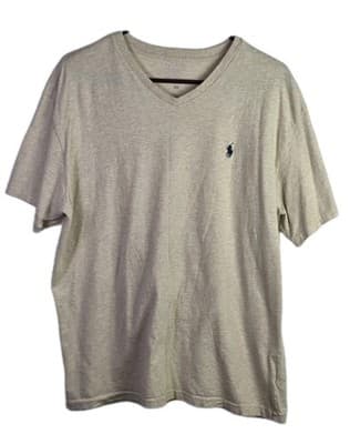 Ralph Lauren Mens Large Cream V-Neck Short Sleeve T-Shirt - Image 1