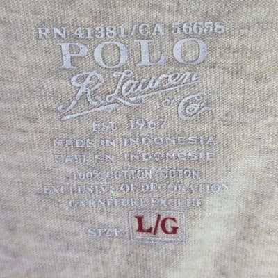 Ralph Lauren Mens Large Cream V-Neck Short Sleeve T-Shirt - Thumbnail 4