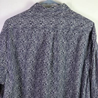 Roundtree & Yorke Men’s XL Blue Dotted Paisley Long Sleeve Button Down - Thumbnail 9