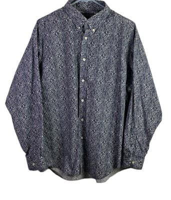 Roundtree & Yorke Men’s XL Blue Dotted Paisley Long Sleeve Button Down - Image 1
