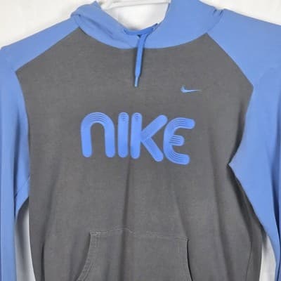 Nike Women's Medium Grey / Blue Long Sleeve Hoodie - Thumbnail 2
