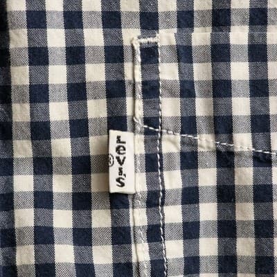 Levi's Men's Medium Black & White Check Long Sleeve Button Down Shirt - Thumbnail 5