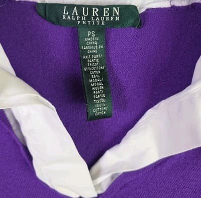 Lauren Ralph Lauren Womens Petite Small Layered Long Sleeve Shirt - Thumbnail 2