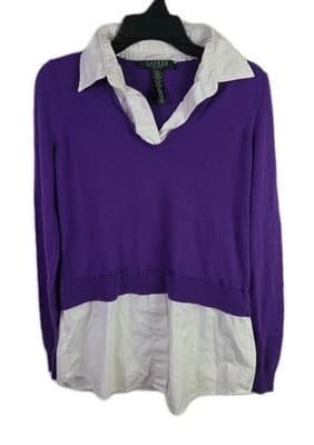 Lauren Ralph Lauren Womens Petite Small Layered Long Sleeve Shirt - Image 1