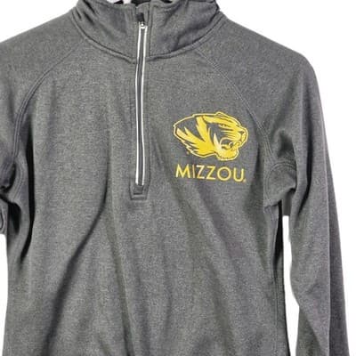 Knights Apparel Mizzou Missouri Tigers Women's Small Gray 1/4 Zip Pullover - Thumbnail 2
