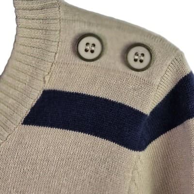 Pink Rose Petite Medium Beige & Navy 3/4 Sleeve Mini Dress - Thumbnail 3