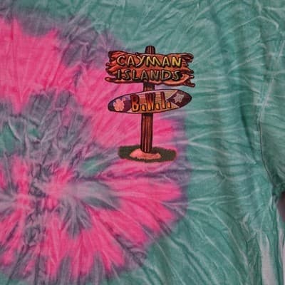 Caymen Islands Size Large Tye Dyed Cotton Tee Shirt - Thumbnail 2