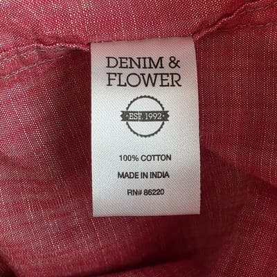 Denim & Flower Men’s Red XL Slim Fit Short Sleeve Umbrella Button Up Shirt - Thumbnail 4