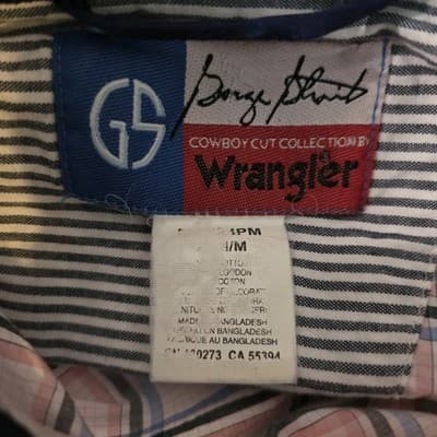Wrangler George Strait Men's Medium Plaid Long Sleeve Button Up Shirt - Thumbnail 3