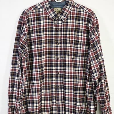 Blue Mountain Men's XL Blue Red Plaid Pocket Long Sleeve Button Down Shirt - Thumbnail 2