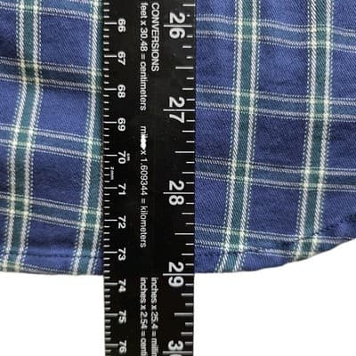 Nick Graham Men's Large Blue with Green White Plaid Button Up Shirt * FLAWED* - Thumbnail 7
