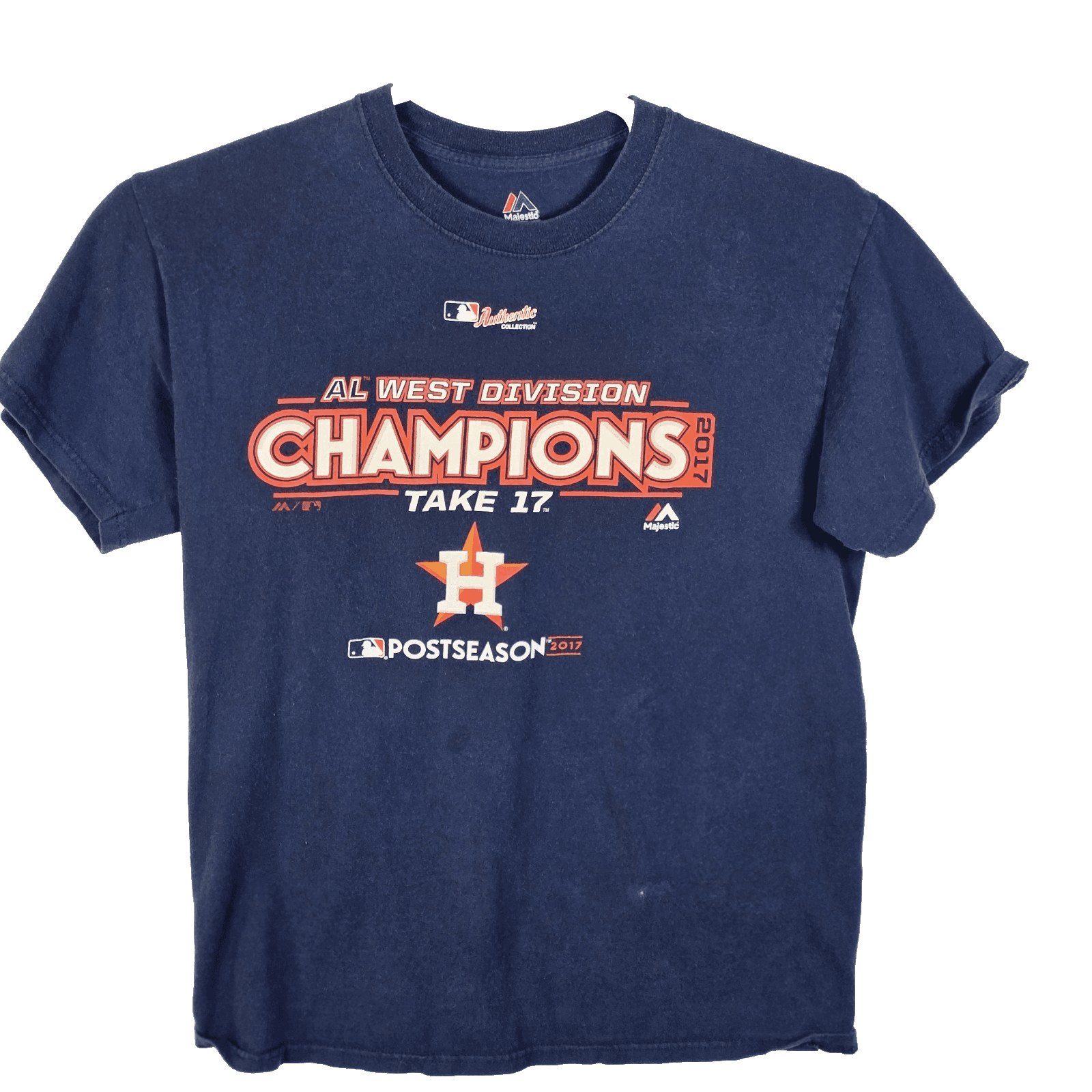 Majestic Houston Astros Medium Blue 2017 Division Champs Short Sleeve T-Shirt - Image 1