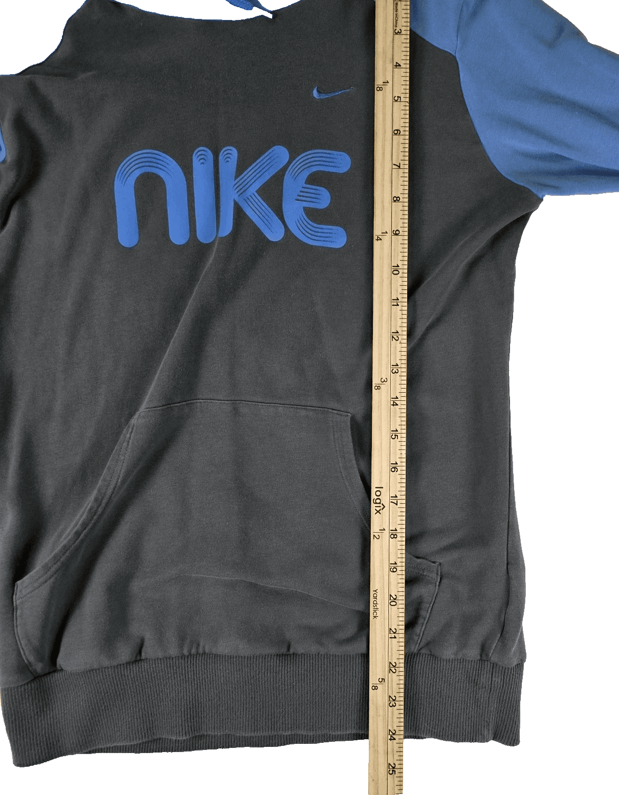 Nike Women's Medium Grey / Blue Long Sleeve Hoodie - Thumbnail 7
