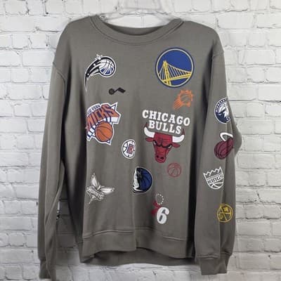 NBA Men's Large Khaki Game Crew Sweatshirt - Thumbnail 2