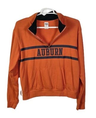 Victoria’s Secre Pink Auburn Tigers Women’s Large Orange 1/4 Zip Sweatshirt - Image 1