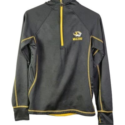 University of Missouri Tigers Medium Black 1/4 Zip Long Sleeve Pullover - Thumbnail 2