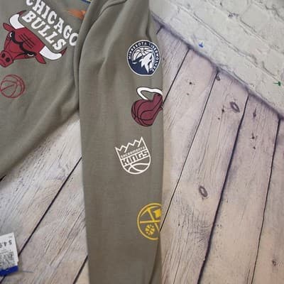 NBA Men's Large Khaki Game Crew Sweatshirt - Thumbnail 6