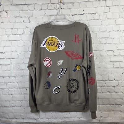 NBA Men's Large Khaki Game Crew Sweatshirt - Thumbnail 7