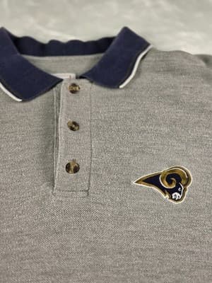 St Louis Rams Men's Large Gray Short Sleeve Polo Shirt - Thumbnail 2