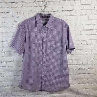 Nick Graham Men's Large Lavender Geometric Everwhere S/S Button Up Shirt - Image 1