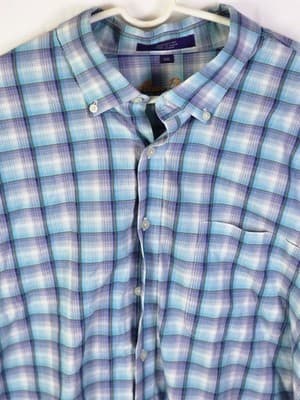 Alan Flusser Men's XXL Multi-Colored Checkered Long Sleeve Button Down Shirt - Thumbnail 2