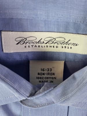 Brooks Brothers Men's Size 16 -33 Blue French Cuff Sleeve Button Up Shirt - Thumbnail 3