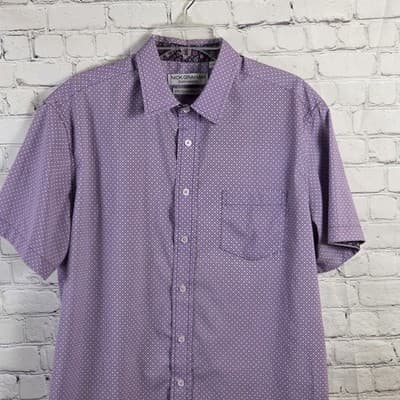 Nick Graham Men's Large Lavender Geometric Everwhere S/S Button Up Shirt - Thumbnail 2
