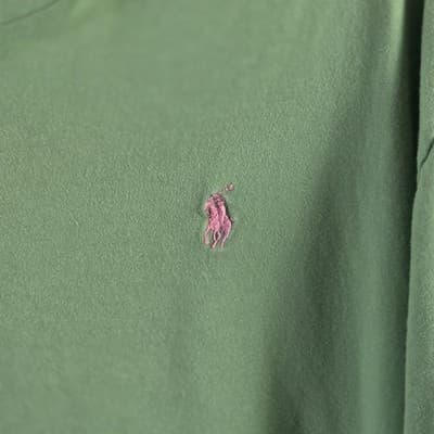 Polo Ralph Lauren Men's Large Green V Neck Short Sleeve Shirt - Thumbnail 3