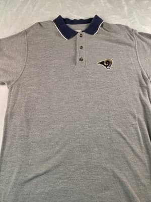 St Louis Rams Men's Large Gray Short Sleeve Polo Shirt - Thumbnail 3