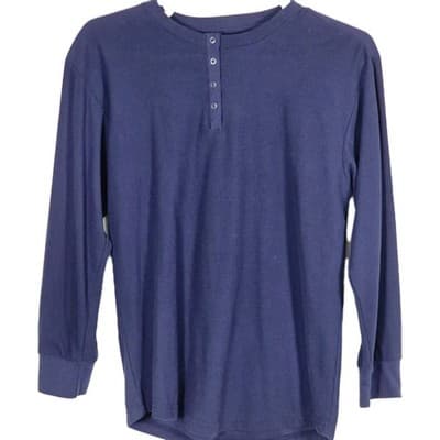 Izod Men's XL Navy Blue Thermal Henley Long Sleeve Shirt - Image 1