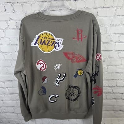 NBA Men's Large Khaki Game Crew Sweatshirt - Thumbnail 8
