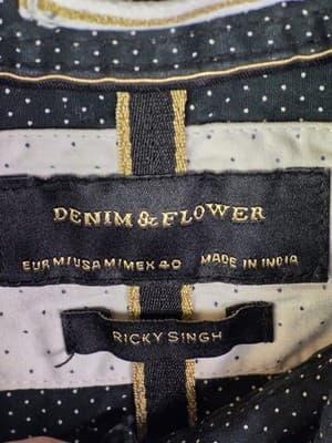 Denim & Flower Men's Medium Black Long Sleeve Shirt Button Down Shirt - Thumbnail 3