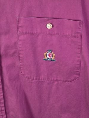 BB Classics Mens XXL Red Embroidered Crest Logo Short Sleeve Button Down Shirt - Thumbnail 3