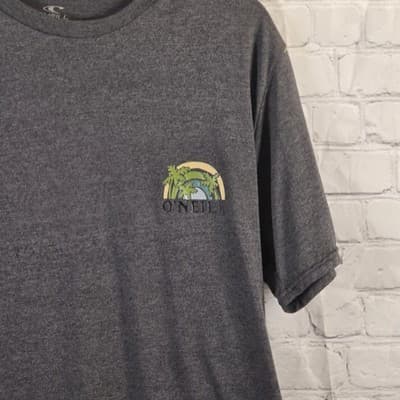 O'Neill Men’s Small Gray "First Name In The Water" Graphic Logo T-Shirt - Thumbnail 2