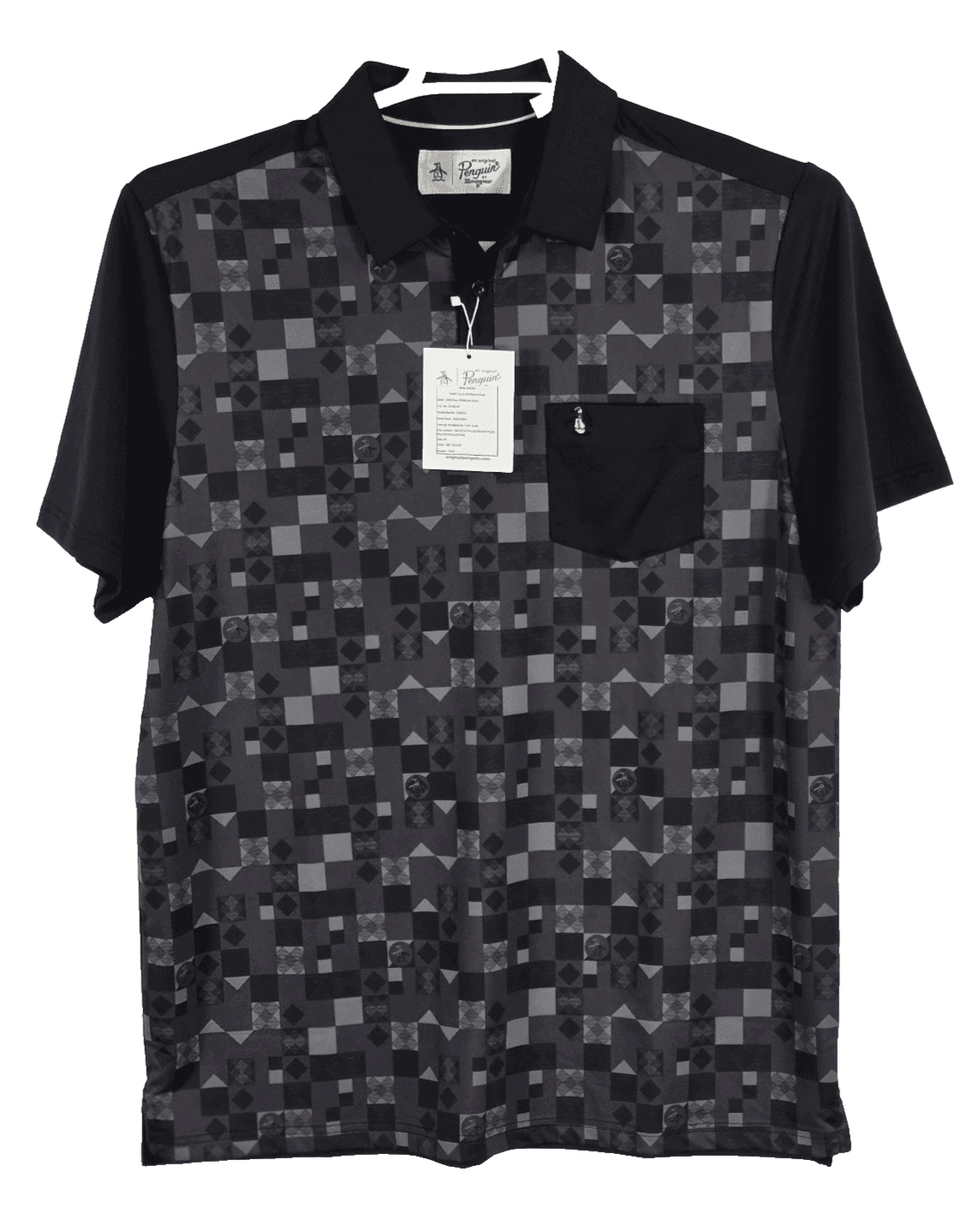 Original Penguin Men's Medium Black / Gray Golf Short Sleeve Shirt - Image 1