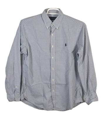 PoloRalph Lauren Men's Medium Blue Check Classic Fit Long Sleeve Button Down - Image 1