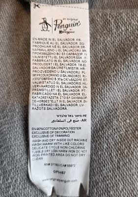 Original Penguin Men's XXL Grey Logo Print Pullover Hoodie - Thumbnail 3