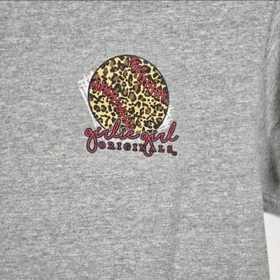 Girlie Girl Originals Medium Gray "Leopard Baseballin" T-Shirt * Missing Tag * - Thumbnail 2