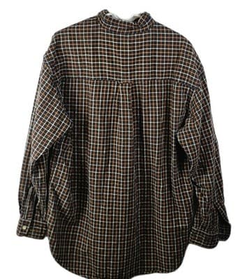 Chaps Performance Men's Large Brown/ Red Plaid Flannel Button Down Shirt - Thumbnail 7
