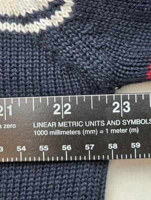 Nautica Men's XL White V-Neck Knit Long-Sleeve Striped Sweater - Thumbnail 5