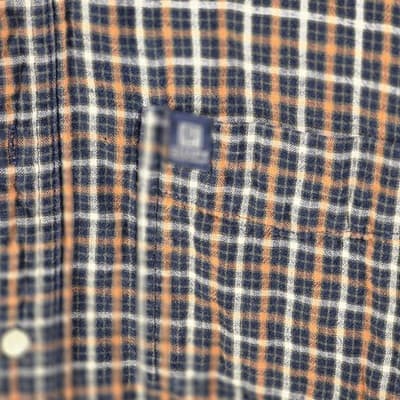 Chaps Performance Men's Large Brown/ Red Plaid Flannel Button Down Shirt - Thumbnail 3